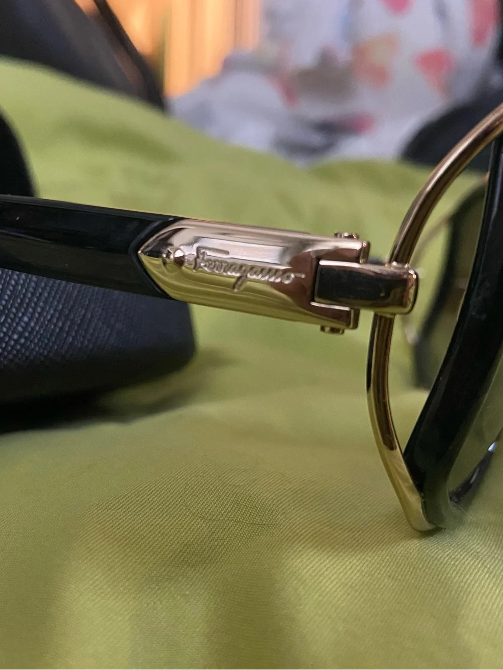Salvatore Ferragamo Black Sunglasses with Gold Bridge